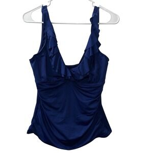 Lauren Ralph Lauren Beach Club Solids Ruffle Underwire Tankini‎ ONLY Blue